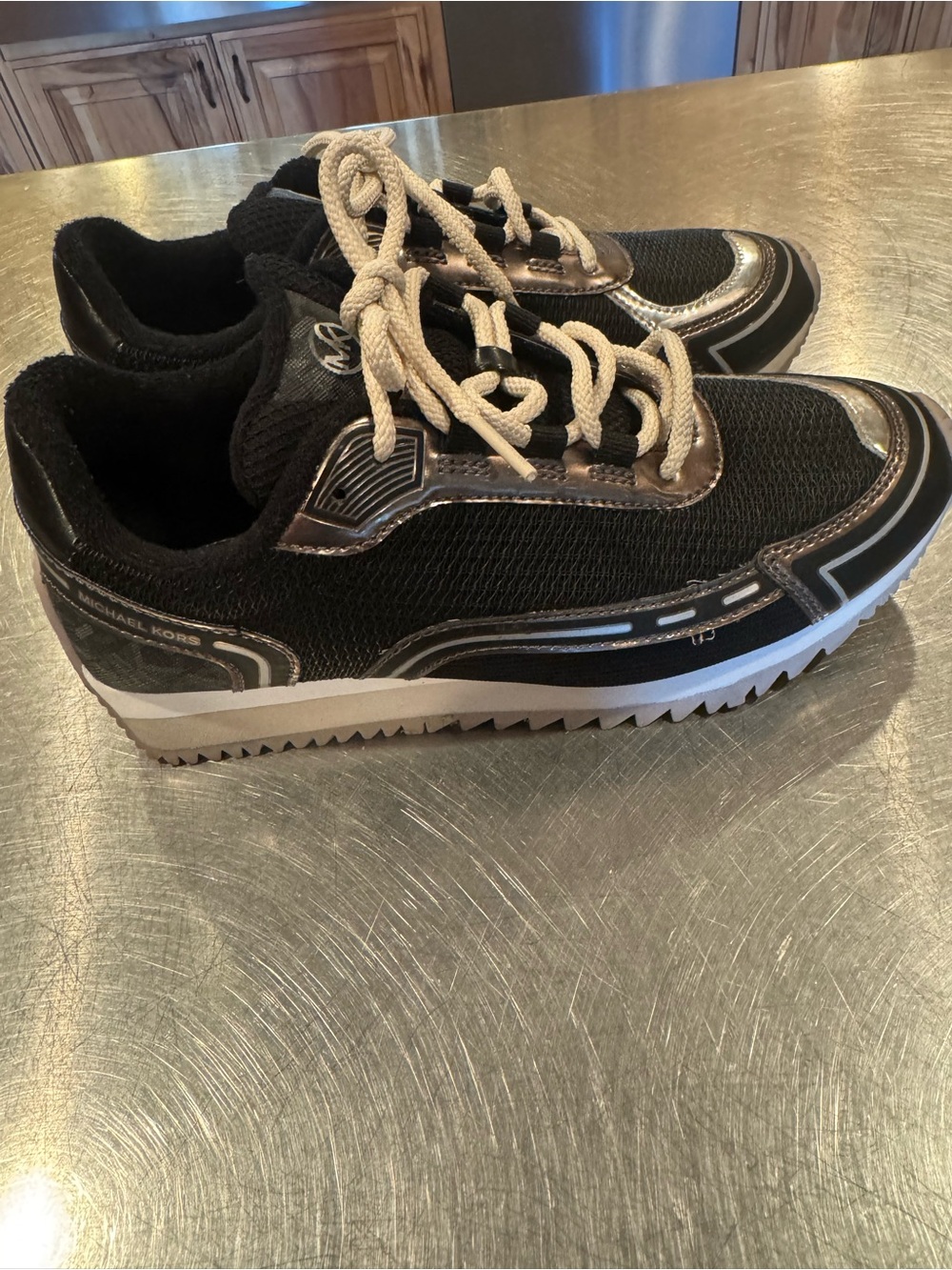 Michael Kors Black Sneakers with Silver Accents - Picture 3 of 9